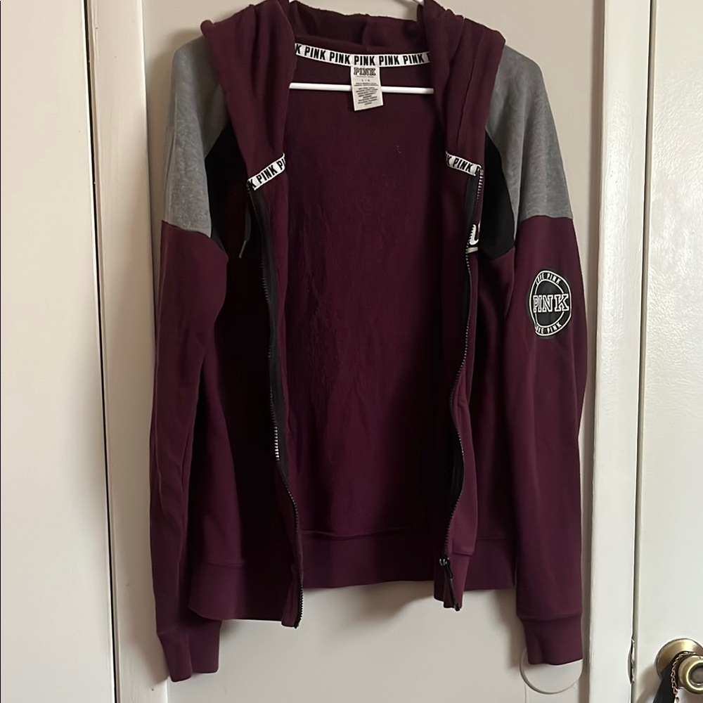 PINK Victoria's Secret Burgundy and Gray Jacket